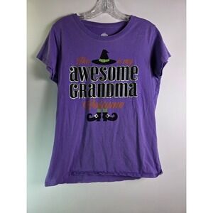 Celebrate Halloween Grandma Women's LG 12-14 T Shirt Purple Witch